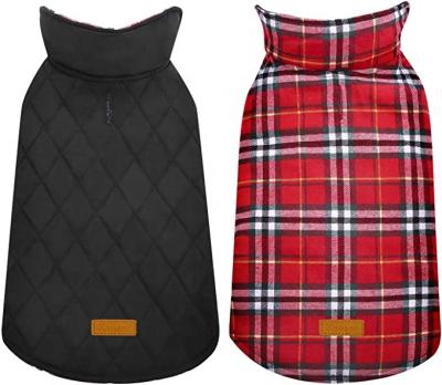 China Reversible Winter Coat Windproof Reversible Coat Vest Dog Plaid Warm Dog Clothes Viable Winter For Cold Weather Dog Jacket for sale