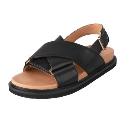 China Professional Manufacture Casual Open Toe Platform Leather Roman Sandals/Cross-Strap From China for sale