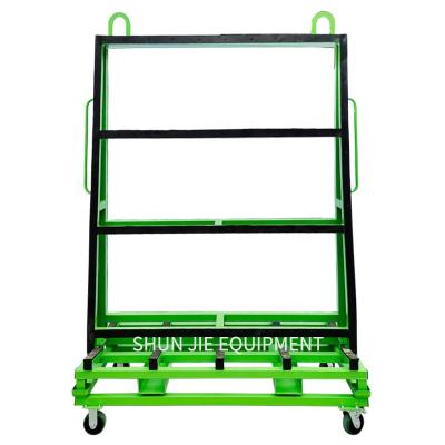 China Machinery Repair Shops 1.5 Ton Stacking Heavy Duty Glass Transfer Trolley Split Glass Transport Trolley With Forklift Hole for sale