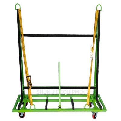 China Industrial Wholesale Load 1000kg L Type Glass Trolley Storage Glass Rack With Straps for sale