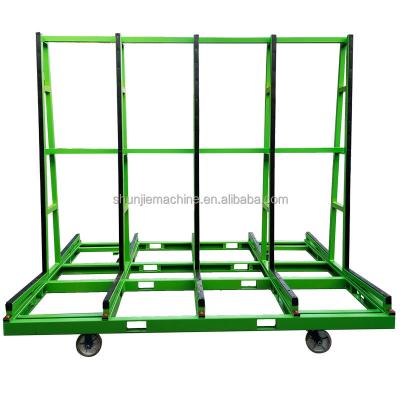 China Industrial wholesale glass mobile cart load 3-5 ton one sight transport glass rack cart two side glass handing cart for sale