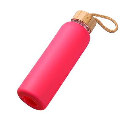 China Top Quality Sustainable Widely Used Sport Non-slip Portable Pink Drinking Reusable Water Bottle Glass for sale