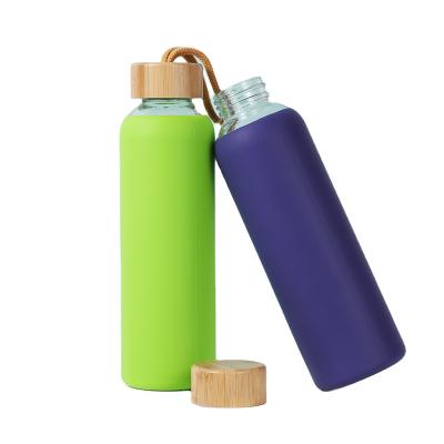 China Viable Made in China Top Quality Non-Slip Portable Sports Glass Water Bottle for sale