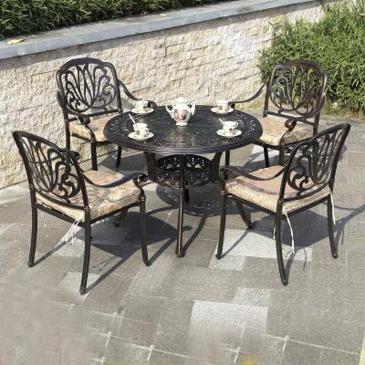 China Outdoor Table And Chairs Set For Restaurant And Traditional Round Cast Aluminum Restaurant Dining Bars Outdoor for sale