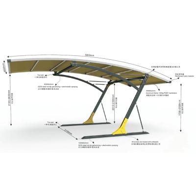 China Parking Garage Parking Garage Car Port Shade Canopy Metal Customized Type Pvc Frame Sail Color Steel Original Material Powder TWIN Size for sale