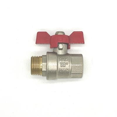 China Brass Water Butterfly Handle Ball Valve With Pn40 Joint Female-Male F/m for sale