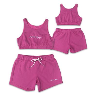 China Breathable Custom Women Active Wear Embroidered Logo Design Training Cotton Tight Crop Set for sale