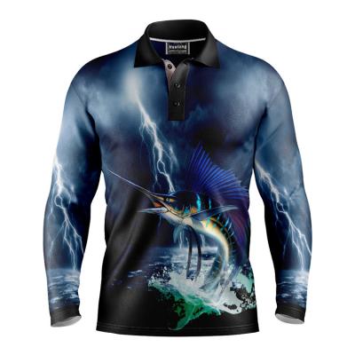 China Antibacterial Custom Fishing Shirts Mens Long Sleeve Sublimation Design Fishing Clothing for sale