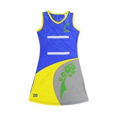 China New Design White Netball Uniforms Sublimation Custom Netball Dress YB1496 for sale