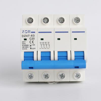 China 4P 230V Mini Type Miniature Circuit Breaker DZ47MCB 10kA for sale