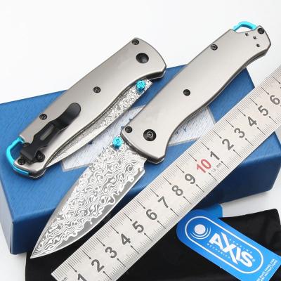 China Folding Outdoor Tactical Knife Combat Knife Camping Damascus Alloy Titanium Handle Steel Action Hunting EDC Knife for sale