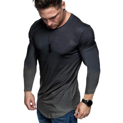 China Latest Summer Men's Long Sleeve Comfortable Slim Round Neck T-Shirts Anti-Shrink for sale