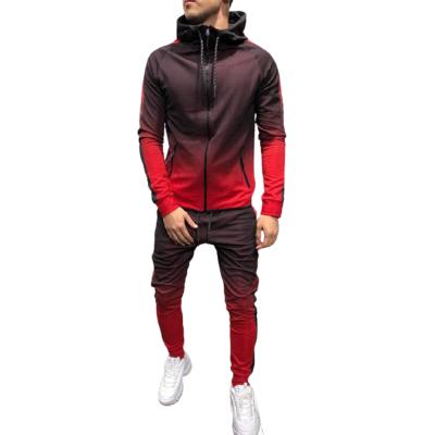 China Amazon Quality Popular Men's Sportswear 3D Breathable Gradient Printed Jogger Zipper Jackets And Sweatsuit Men for sale