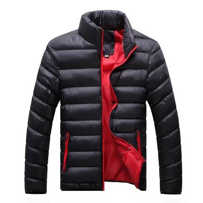 China Winter Anti-Shrink Men's Stand Collar Solid Color Thicken Leisure Down Cotton Coat for sale