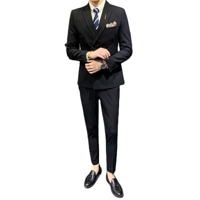 China Smart Cross Anti-Wrinkle Casual Suits Integral 3 Piece Stripe Suits Men Long Suits for sale