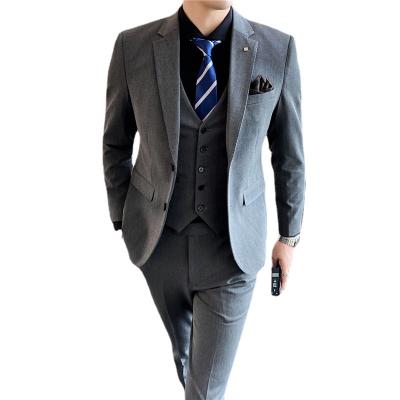 China 3 Pieces Suits Anti-Wrinkle Set Mens Suits Polyester Solid Full Sleeve Slim Men Suits for sale