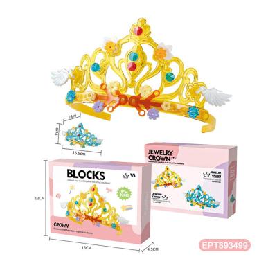 China 2023 Princess Children Toy Cheap Prince Crowns For Building Toy EPT Girl Birthday Decorations 27Pcs Diy Small Jewelry Crown Blocks for sale