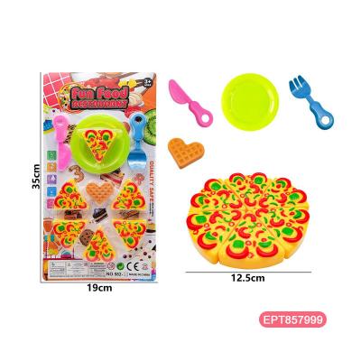 China EPT Mini Waffles Pizza Set Toy Kitchen Kids Food Toys Pretend Play Cutting Food Sets For Toddlers 19*35*0cm for sale