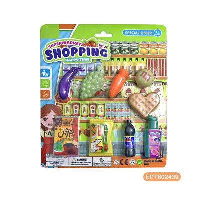 China Other EPT Wholesale Kids Supermarket Items Below 1 Dollar Pretend Game Shopping Food Barbecue Fruit Drink Toy Set Promotion Gifts for sale