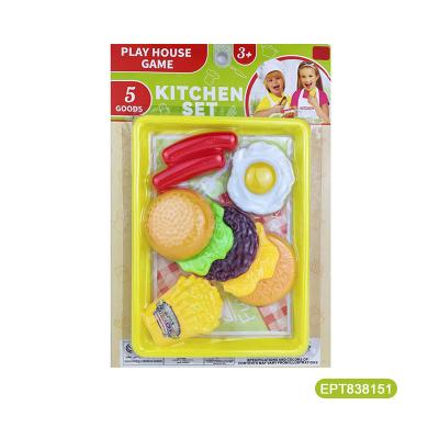 China EPT Fast Food Hamburger Egg Hot Dog Hamburger Toy Set Plastic Mini Birthday Gifts House Pretend Play For Kids Kitchen for sale