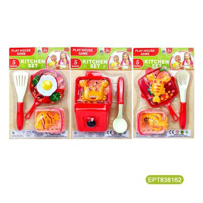 China Plastic EPT House Game Small Pan Tableware Kitchen Toy Set Frying Mini Pretend Play For Girl Gift for sale