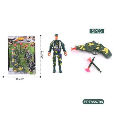 China EPT Military 5Pcs Series Figures Toy Mini Army Green Soldiers Weapons Figures Playset With Shooting Gun For Kids Boys 21.5*15.3*0cm for sale