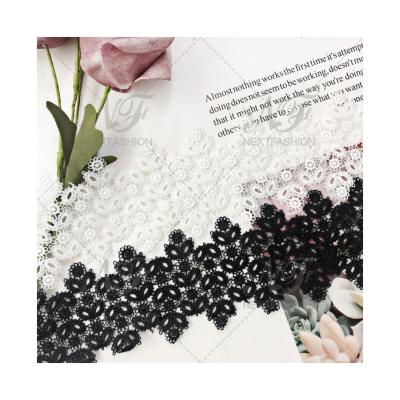 China Water Soluble Elegant Dry Black Voile Lace Fabric for sale