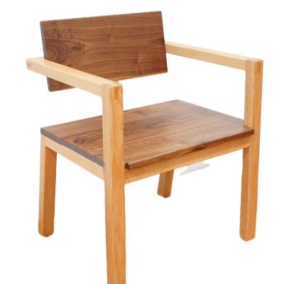 China Color-blocking solid wood dining chair factory direct wooden solid wood chair armrest simple wood chair for sale