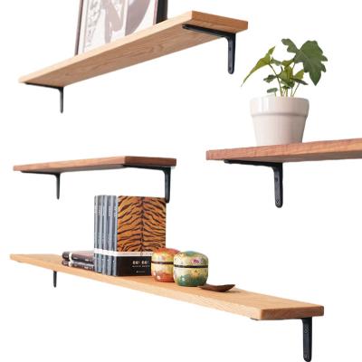 China Customization Stain Wood Shelf Red Oak Shelf Viable Wood Wall Shelf For Living Room for sale