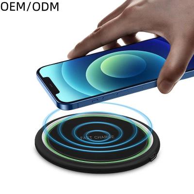 China Household Electrical Appliances CE FCC ROSH Certified 10W 15W Qi Fast Wireless Charger Wireless Charging Protection For iPhone Round Fast Wireless Charger for sale