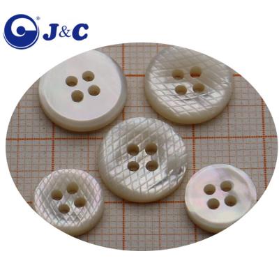 China White And Black Pearlescent Shell Dry Cleaning Buttons With Decorative Netting Pattern for sale