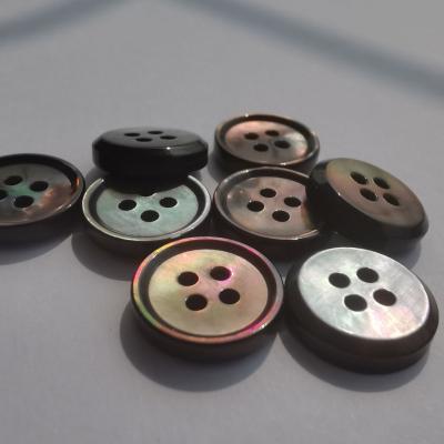 China Washable Customize Your Design Black MOP Pearlescent Shell Buttons for sale