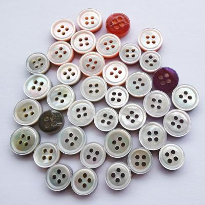 China Washable Customize Your Design MOP White Pearlescent Shell Buttons With Dye Color for sale