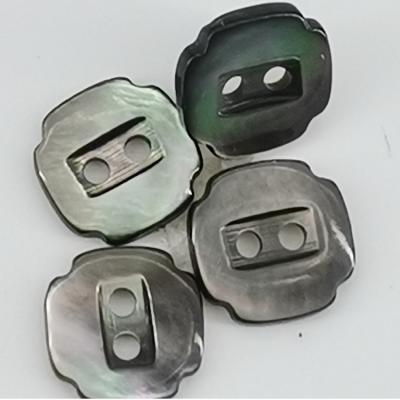 China 2 Holes Co - Friendly Washable Flower Black MOP Shell Buttons Custom Made For Apparel for sale