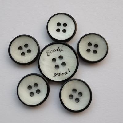 China Washable bespoke logo color pantone match buttons natural river shell button BROOM freshwater shell buttons for sale