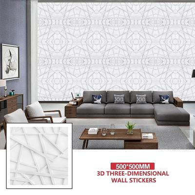 China Factory Wholesale Art Concave And Convex Textures Home Design Modern Wallpaper White 3d PVC Wall Panels Wall Sticker for sale