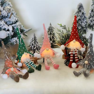 China Knitted Cloth + Electronic + Decorations Santa Gnome No Face Plush Led Light Glowing Forest Man Doll Elf Long Legged LED Light Christmas (Without Battery) for sale