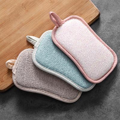 China Sustainable 3Pcs Kitchen Cleaning Towel Kitchen Sweeps Absorbent Greaseproof Cloth Dishcloth 2 Side Sponge Scouring Pad for sale