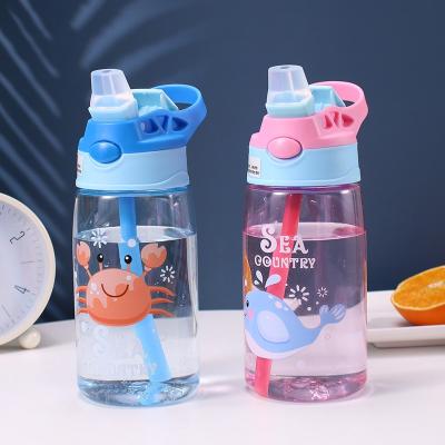 China 380ml Baby Straw Bottle Sippy Cup Push Button Sustainable Water Bottle With Easy Grip Strip for sale