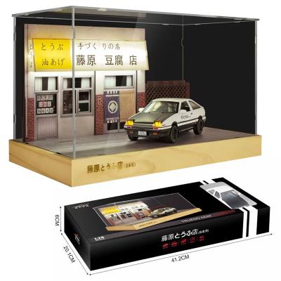 China Original PVC 1:28 D AE86 Alloy Cast Sound Lightweight Toy Car Model Scene Display Diecast Vehicles for sale