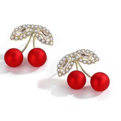 China The Other Girl Cute Cherry Drop Earring Jewelry Red E735 Sterling Silver Women Jewelry Earrings for sale