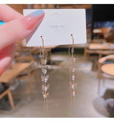 China Other New Fashionable Long Tassel Butterfly Drop Earrings Fashion Women Earrings Jewelry Girls Party Gift for sale