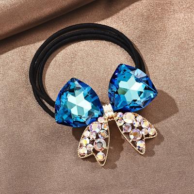 China 2022 New Fashion K9 Band Crystal+alloy+rubber Alloy Crystal Bow Korean Hair Accessories Women for sale