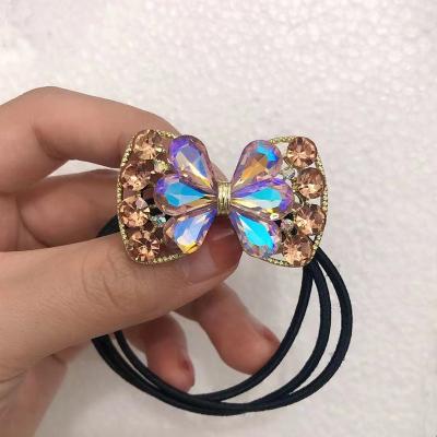 China Elastic Band/Personality Hair Rope Band Hair Clip Hair Wrap Elastic Rope Simple Crystal Bow Knot For Women for sale