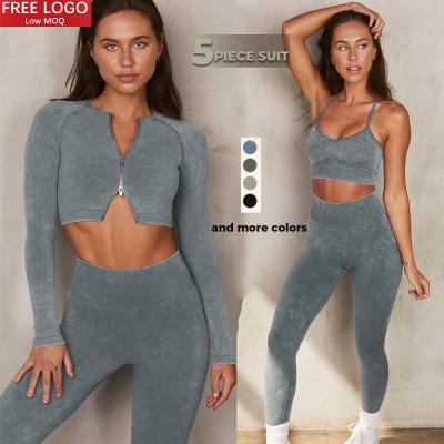 China Hot Selling Plus Size Zipper Front Crop Top Clothes Polyester Cotton Material Gym Fitness Fitness Sets for sale