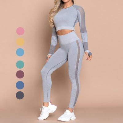 China Selling Insti High Compression Yoga Wear Warm Seamless Cavity Long Sleeve Gym Wear Yoga Sets Fitness Women for sale