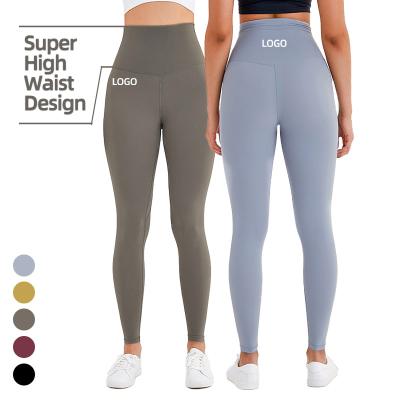 China Wholesale Breathable Super High Waist Women Fitness Gym Wear High Quality Line Up Yoga Pants Workout Nylon Spandex Gaiters With Pocket for sale