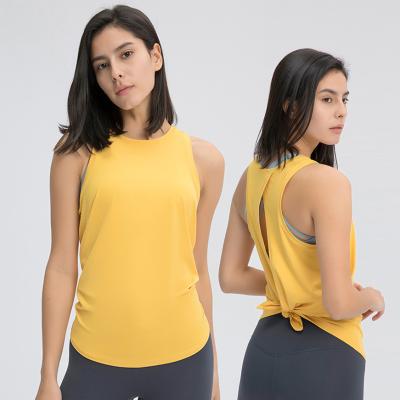 China 2021 New Spring Color Women's Breathable Backless Yoga Tops Quick-drying Running Ladies Yoga Vest for sale