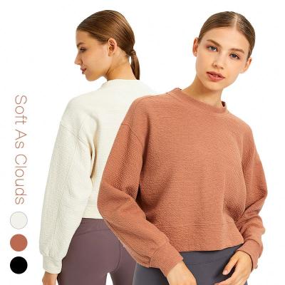 China 2021 Autumn Winter Fashionable Ladies Woman Yoga Gym Gym Crop Tops QUICK DRY Cotton Sweatshirt Crewneck Long Sleeve Oversized Crop Tops for sale