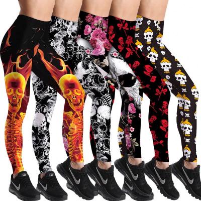 China 2022 Breathable New Halloween Costume Sports Tight Pants Fashion Skeleton Patterned Custom Printed Leggings for sale